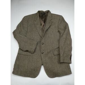 Harris Tweed Jos. A Bank Hand Woven tweed sport coat blazer, 46L, brown